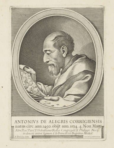 Portret van de schilder Correggio by Giovanni Francesco Bugatti