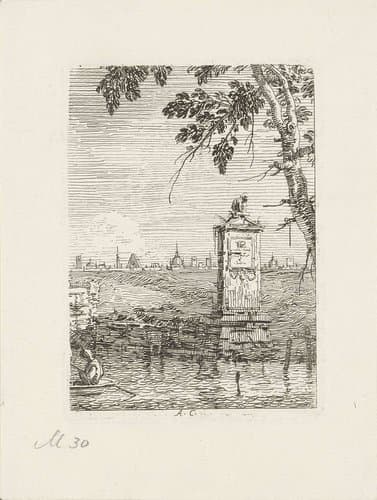 Klein monument in landschap by Canaletto