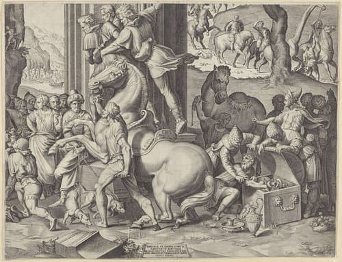 Aanbidding door de koningen (deel rechtsonder) by Agostino Carracci