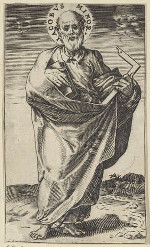 Apostel Jakobus de Mindere met boek en winkelhaak by Agostino Carracci