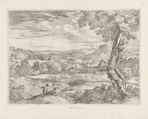 Landschap met steenfabriek by Giovanni Francesco Grimaldi