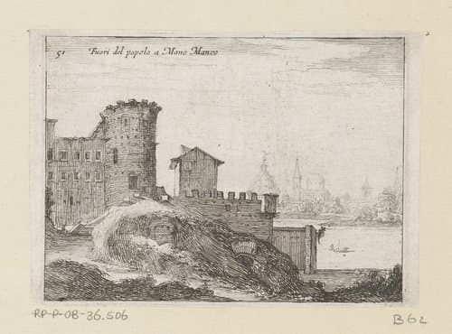 Bouwwerken te Rome, nabij de Porta del Popolo by Giovanni Battista Mercati