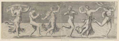 Dansende sater en maenaden by Agostino Veneziano