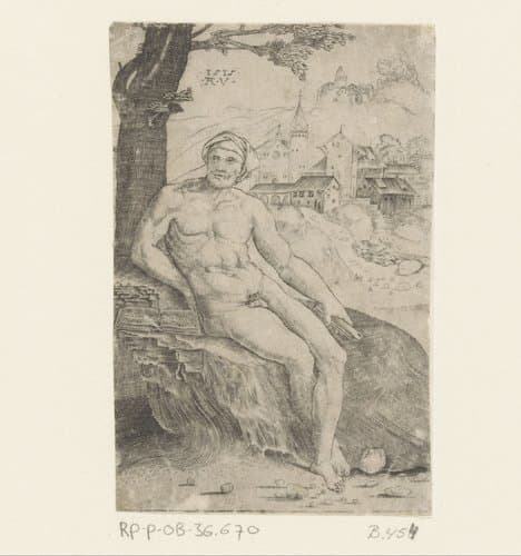 Man met bladmuziek by Agostino Veneziano