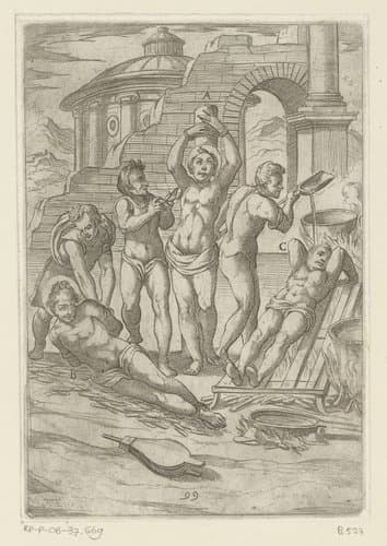 Foltering met scherpe punten en kokende olie by Antonio Tempesta