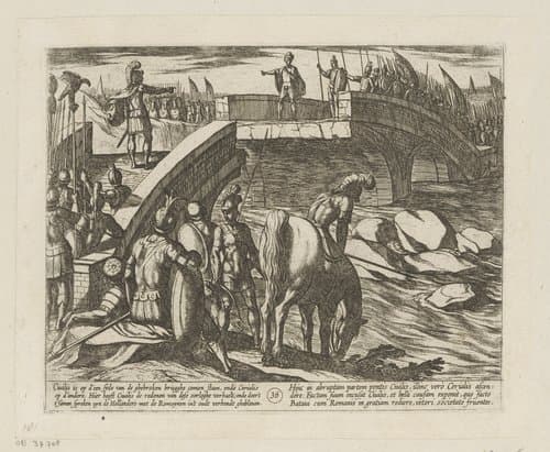 Batavorum cum Romanis Bellum, à Corn. Tacito / De Batavische Oft Oude Hollandtsche Oorloghe teghen de Romeynen by Antonio Tempesta