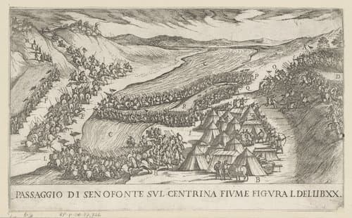 Xenophon steekt de rivier de Centrine over by Antonio Tempesta