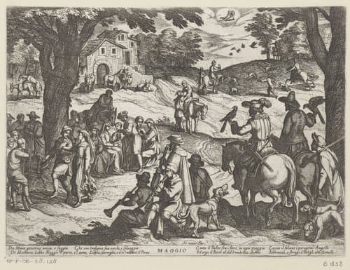 Mei: een jachtscène (tweelingen) by Antonio Tempesta
