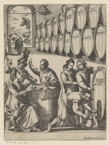 Drinkfestijn in wijnkelder by Antonio Tempesta