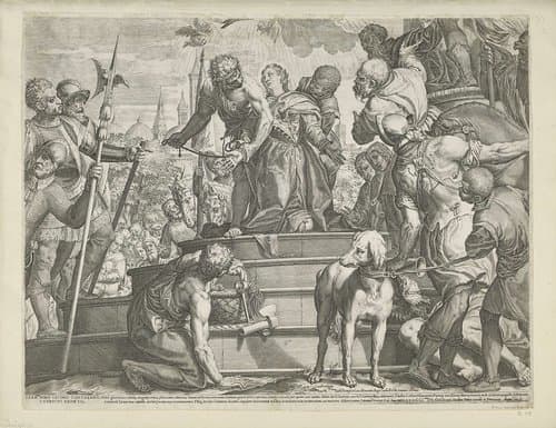 Het martelaarschap van de heilige Justina van Padua (onderste helft) by Agostino Carracci