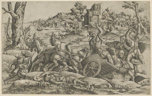 Hector vecht tegen de Grieken by Monogrammist IQV
