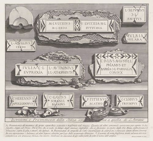 Inscripties en fragmenten uit een graftombe by Giovanni Battista Piranesi