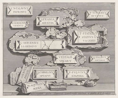Inscripties en fragmenten uit een grafkelder by Giovanni Battista Piranesi