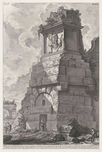 Veduta di un Sepolcro antico esistente in una Vigna per la strada di Tivoli by Giovanni Battista Piranesi