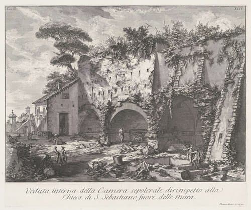 Veduta interna della Camera sepolcrale dirimpetto alla Chiesa di S. Sebastiano fuori delle Mura by Giovanni Battista Piranesi