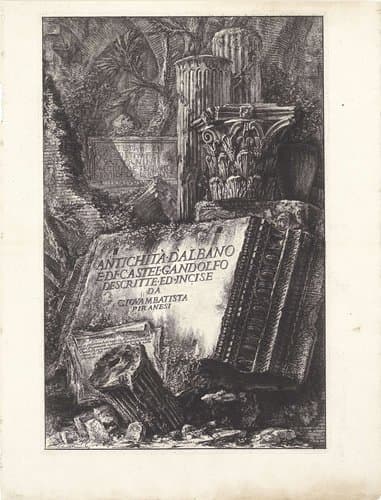 Titelprent met resten van een tempel met titel by Giovanni Battista Piranesi
