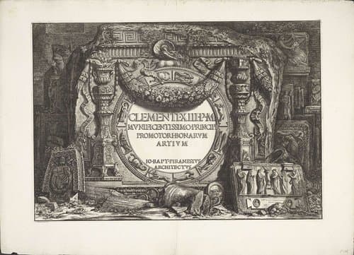 Frontispice met een groep ornamentele wandfragmenten by Giovanni Battista Piranesi