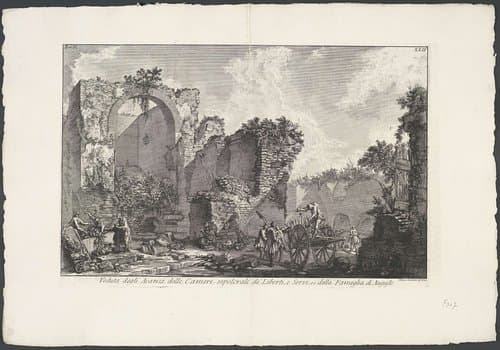 Veduta degli Avanzi delle Camere sepolcrali de' Liberti, e Servi, ec. della Famiglia di Augusto by Giovanni Battista Piranesi