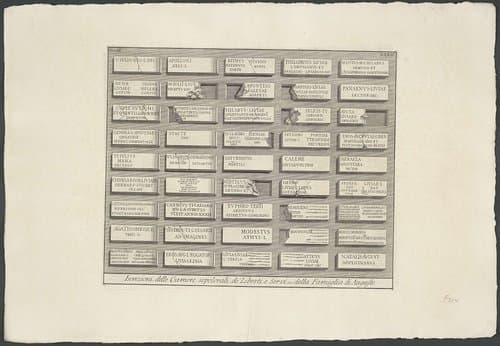 Inscripties uit de graftombe van de vrijgelatenen en slaafgemaakten van de familie van Augustus by Giovanni Battista Piranesi
