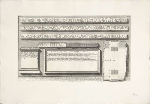 Plattegrond en inscripties van Pons Cestius te Rome by Giovanni Battista Piranesi