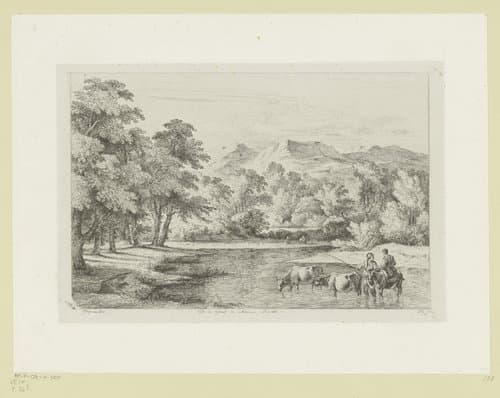 Landschap met figuren bij een doorwaadbare plaats by Jean Jacques de Boissieu