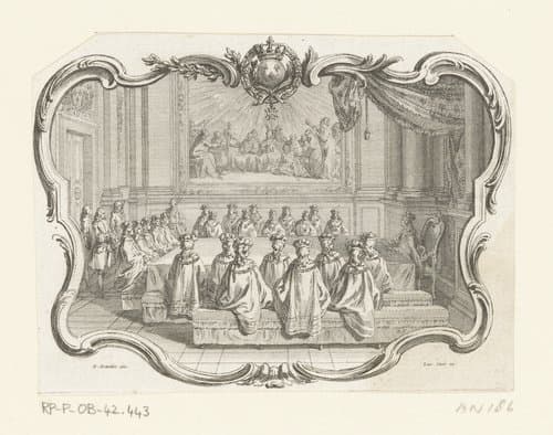 Vignet met een vergadering van ridders van de Saint-Esprit