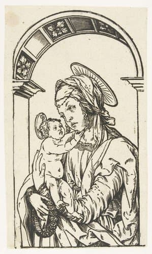 Maria met kind onder een boog by Hans Burgkmair (I)