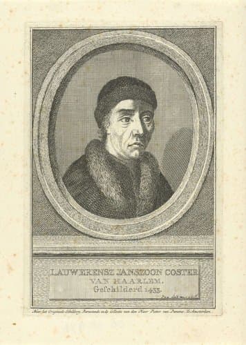 Portret van Laurens Jansz. Coster by Jan l'Admiral