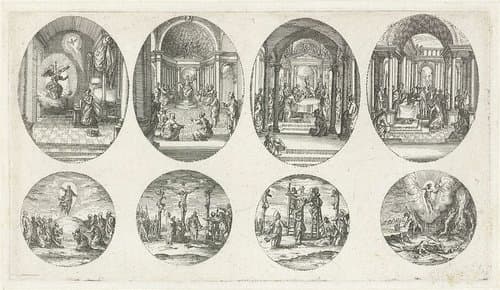 Vier scènes uit het leven van Maria en vier Passiescènes: Annunciatie by Jacques Callot
