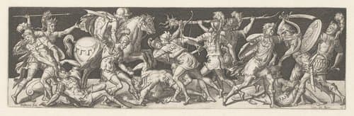 Gevecht tussen cavaleristen en infanteristen by Etienne Delaune