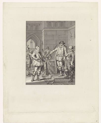 Oranje geeft Bossu te Hoorn zijn zwaard terug, 1573 by Theodoor Koning