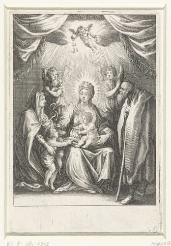 De Heilige Familie met Elizabeth en Johannes de Doper by Jacques Callot