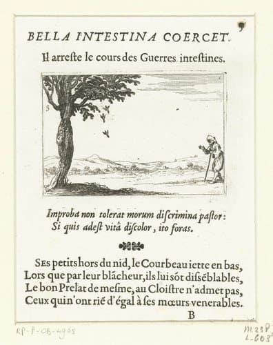 Een raaf werpt jongen uit zijn nest by Jacques Callot
