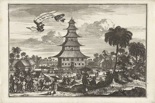 Der Morentempel binnen de stadt Iapare by Coenraet Decker