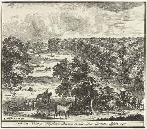 Landschap met bomen in vogelvluchtperspectief by Coenraet Decker