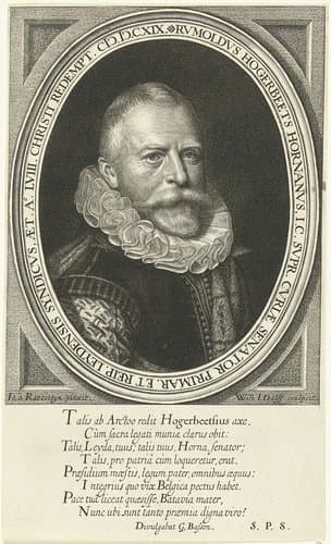 Portret van pensionaris Rombout Hogerbeets op 58-jarige leeftijd by Willem Jacobsz Delff