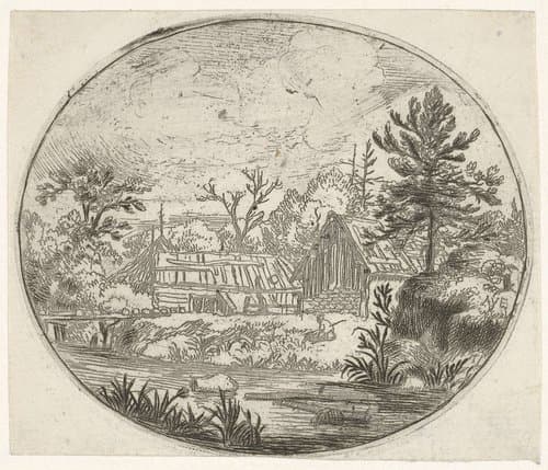 Gehucht aan de oever van een rivier by Allaert van Everdingen