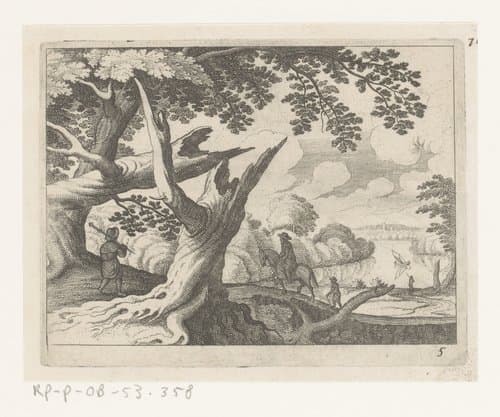Gebroken boom over bosweg by Matthäus Merian (I)
