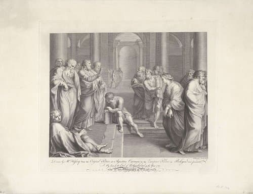 Christus en de overspelige vrouw by Francesco Bartolozzi