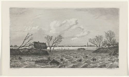 Dijkdoorbraak bij Dreumel, 1855 by Willem Gruyter jr.