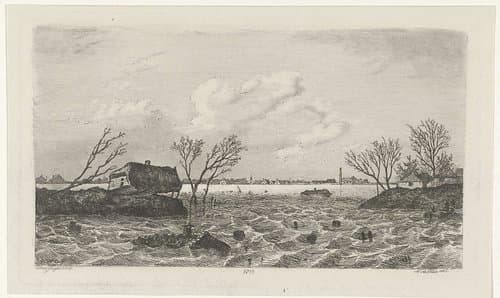 Dijkdoorbraak bij Dreumel, 1855 by Willem Gruyter jr.
