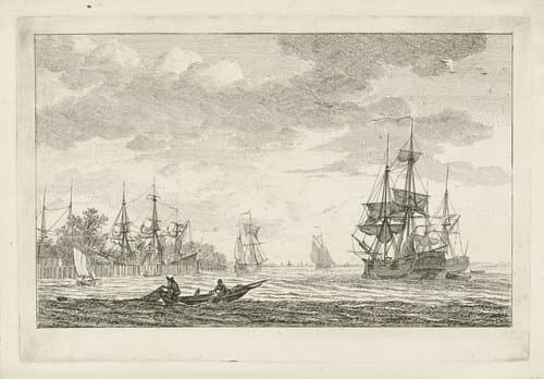 Gezicht op het westelijke havenhoofd van Schiedam by Gerrit Groenewegen