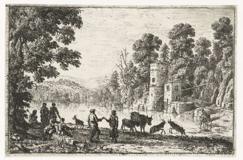 Dansen op de oever by Claude Lorrain