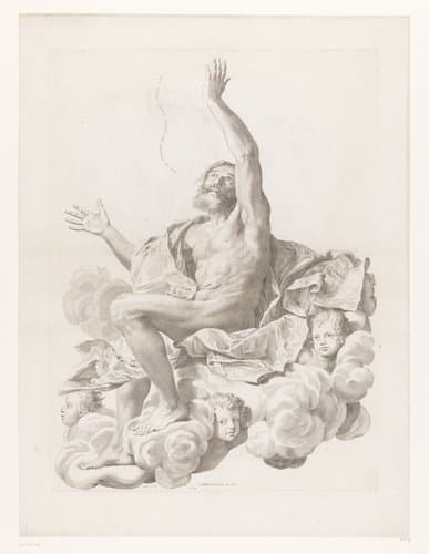 H. Paulus op wolk omgeven door cherubijnen by Claude Mellan