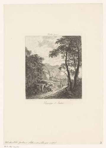 Landschap met figuren langs een pad by Alfred Alexandre Delauney