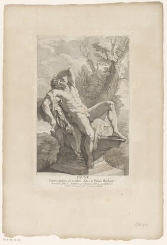 Beeld van een slapende faun by Louis Desplaces