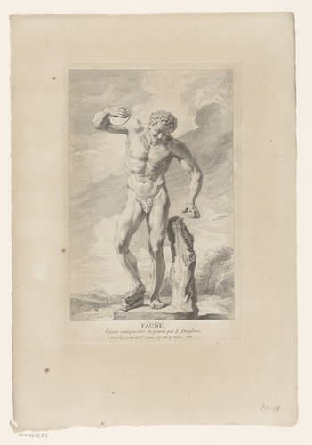 Beeld van een musicerende faun by Louis Desplaces