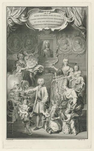 Ferdinand VI als opvolger van Filips V ten midden van zijn familie by Pieter Tanjé