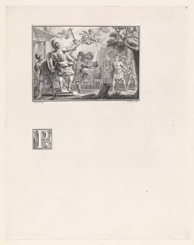 Aeneas en zijn mannen bevechten de harpijen by Pieter Tanjé