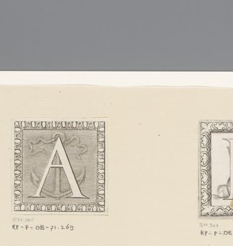 Letter A met anker by Claude Mellan